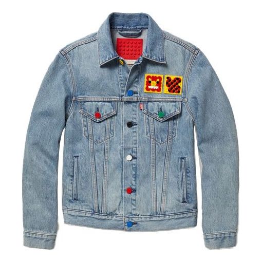 Men's Levis x LEGO Group Crossover Series lapel Denim Jacket Denim Blue 77380-0023