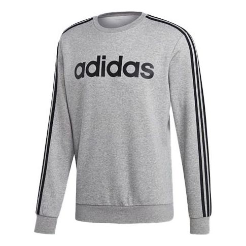 adidas Stripe Casual Sports Round Neck Pullover 'Grey Black' EI4902