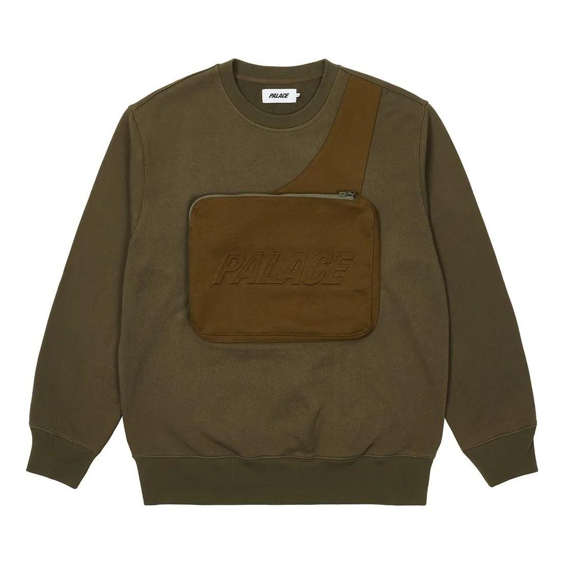 Palace SS22 Bag Crew Sweater 'Olivegreen' P22CS086