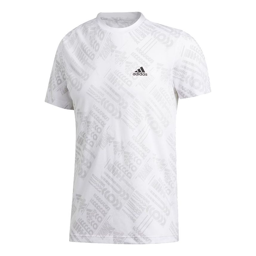 adidas Gfx Aop Tee Outdoor Sports Full Print Knit Short Sleeve White FT7987
