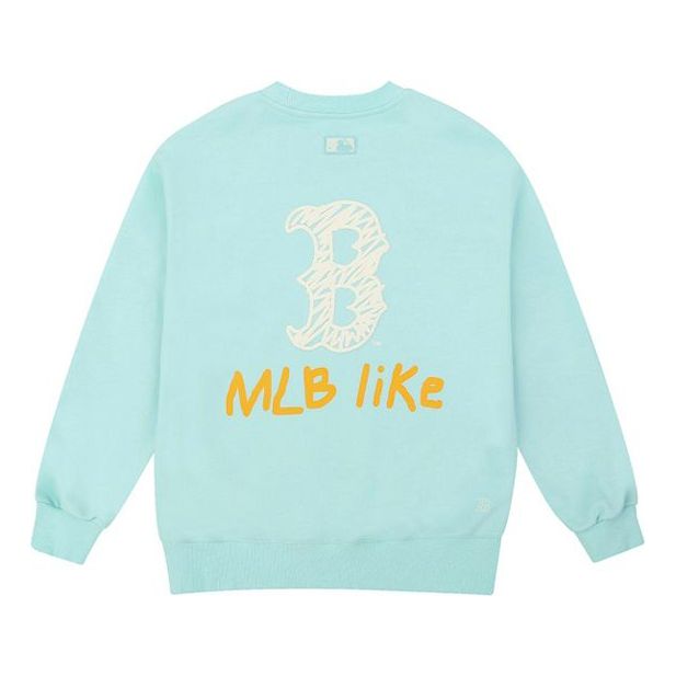 MLB LIKE Series Boston Red Sox Long Sleeves Thin Loose Graffiti Printing Unisex Mint Color 31MT08011-43T