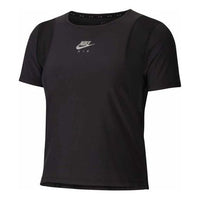 (WMNS) Nike Air Quick Dry Woven Reflective Breathable Mesh Short Sleeve Black CZ9375-010