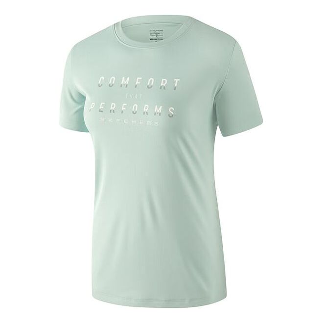 (WMNS) Skechers Letter Printed Tee 'Green' P223W057-01P9