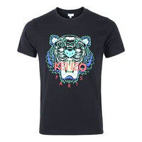 Men's KENZO Cotton Tiger Head Printing Short Sleeve Black 5TS050-4YA-99