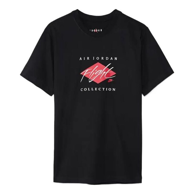 Men's Air Jordan Flight Essentials Printing Alphabet Round Neck Cotton Short Sleeve Black T-Shirt DH8970-011