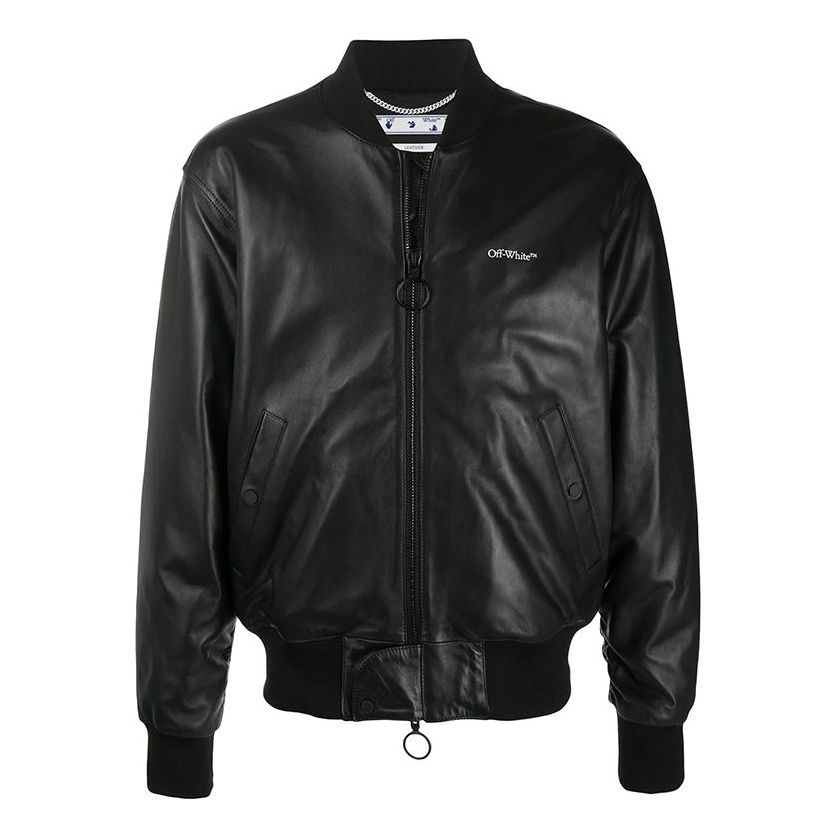 Off-White Agreement Leather Bomber Jacket OMJA055F20LEA0011001