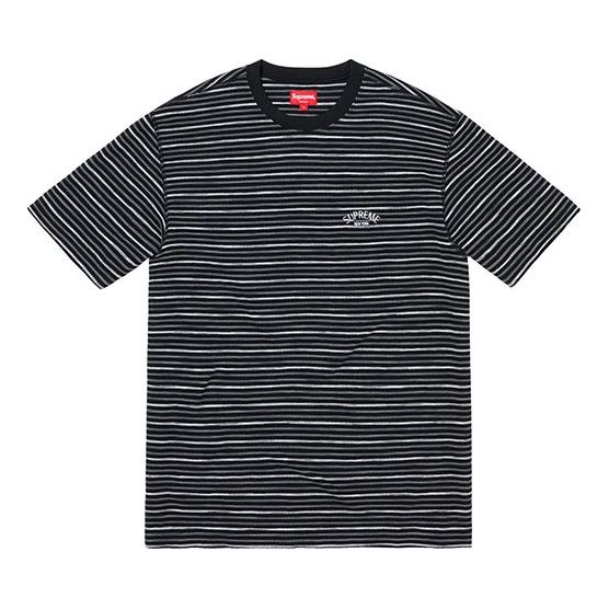 Supreme SS19 Stripe Thermal S/S Top Round Neck Short Sleeve Unisex Black SUP-SS19-10380