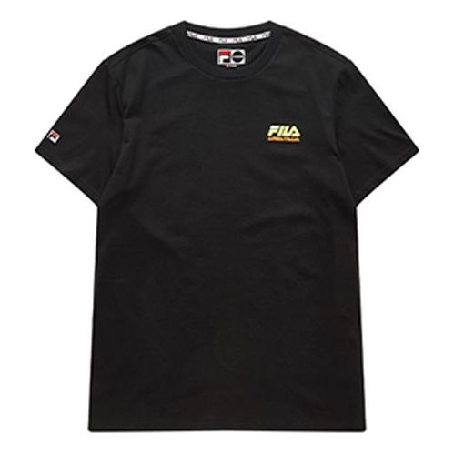Men's Fila Yellow Logo Short Sleeve Black T-Shirt T11M026102F-BK