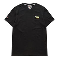 Men's Fila Yellow Logo Short Sleeve Black T-Shirt T11M026102F-BK
