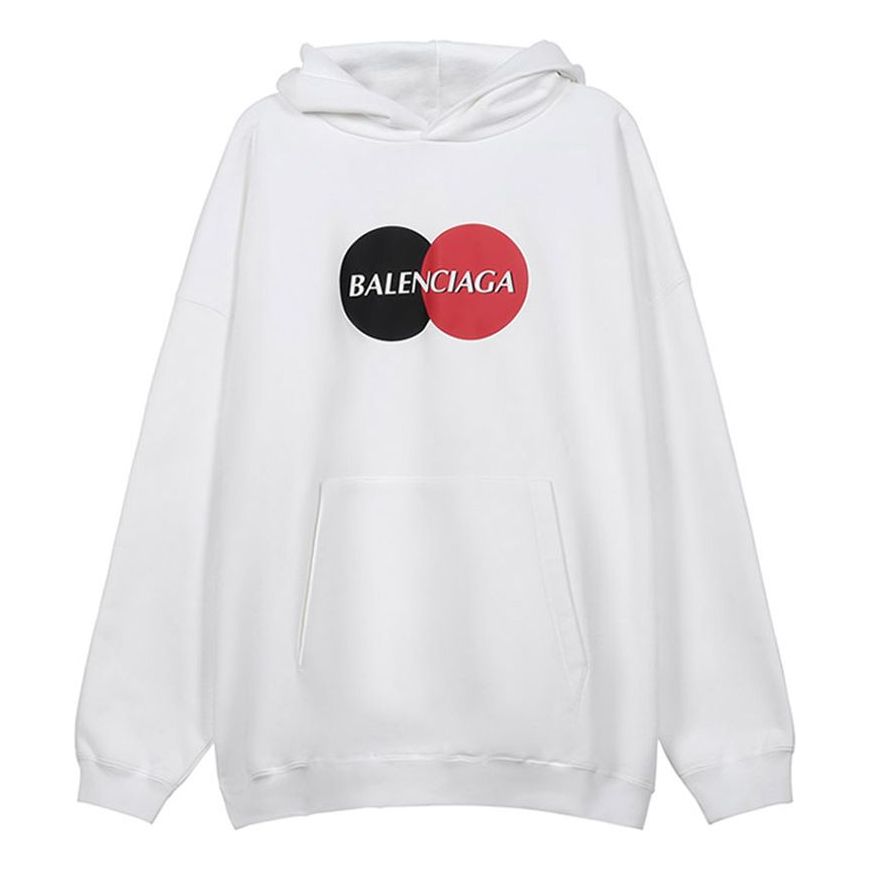 (WMNS) Balenciaga Pattern Loose Version Hoodie Sports White 620947TIV809000