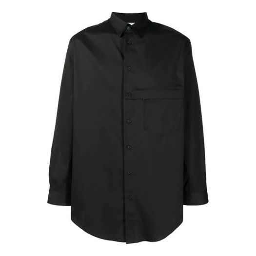 Men's Y-3 SS21 Solid Color Casual Long Sleeves Shirt Black GV4221