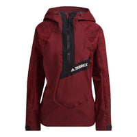 (WMNS) adidas Terrex Techrock RAIN.RDY Waterproof Jacket Asia Sizing 'Burgundy Black' HE2295