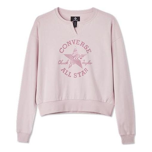 (WMNS) Converse Chuck Taylor Patch CrewNeck Sweatshirt Asia Sizing 'Pink' 10023715-A01