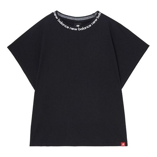 (WMNS) New Balance Collar Minimalistic logo Short Sleeve Black AWT03311