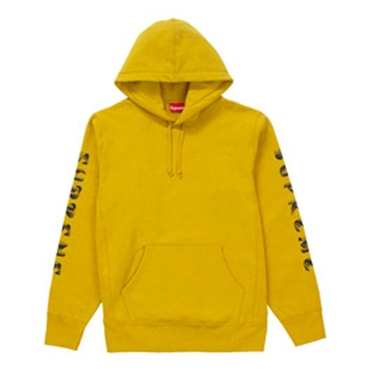 Supreme FW18 Gradient Sleeve Hooded Sweatshirt Mustard Logo SUP-FW18-855