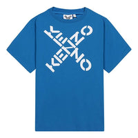 Men's KENZO SS21 Logo Alphabet Printing Short Sleeve Blue FA65TS5024SJ-69
