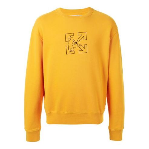Off-White Funny Logo Printing Pullover Yellow OMBA025E20FLE0021810
