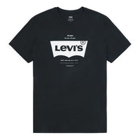 Men's Levis Logo Alphabet Printing Loose Round Neck Short Sleeve Black 22489-0301