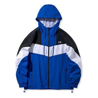 Li-Ning Colorblock hooded Drawstring Loose Jacket Blue AFDQ045-2