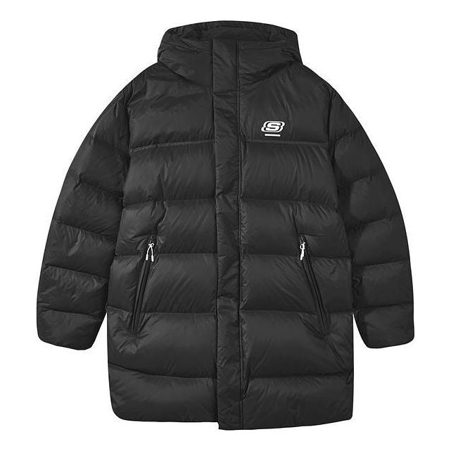 Skechers Letter Printed Mid Down Jacket 'Black Blue' L422M096
