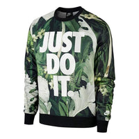 Men's Nike Flowers Alphabet Printing Round Neck Pullover Long Sleeves Green CK8177-083