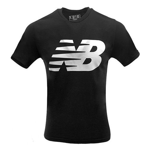 New Balance Knit Breathable Athleisure Casual Sports LOGO Printing Short Sleeve Black MT91923-BK