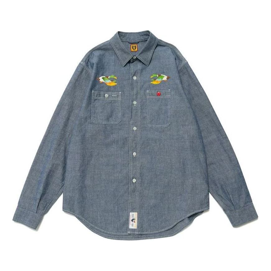 HUMAN MADE Chambray Long Sleeve Shirt 'Blue' HM25SH002