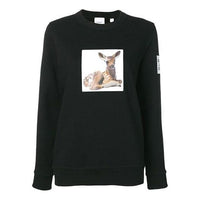 (WMNS) Burberry Printing Round-neck Swea Black 80136711