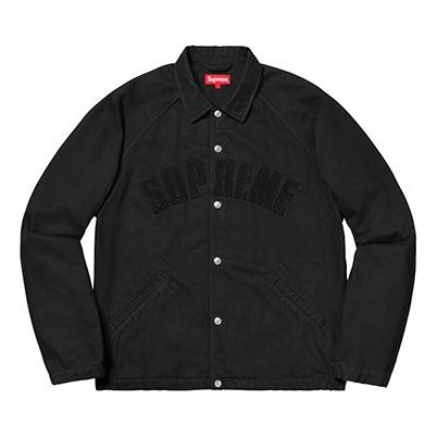 Supreme FW18 Snap Front Twill Jacket Black Logo SUP-FW18-137