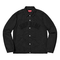 Supreme FW18 Snap Front Twill Jacket Black Logo SUP-FW18-137
