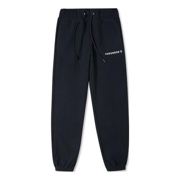 (WMNS) Converse Chevron Logo Drawstring Fleece Sweatpants Asia Sizing 'Black' 10024285-A03