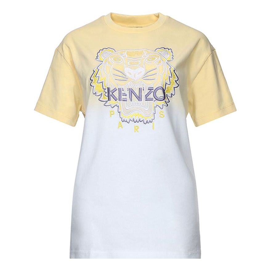 (WMNS) KENZO Gradient Tiger Head Embroidered T-Shirt 'Light Yellow' FA52TS9574YG-37