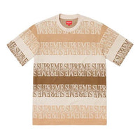 Supreme SS19 Text Stripe Jacquard SS Top Natural Logo Tee SUP-SS19-797