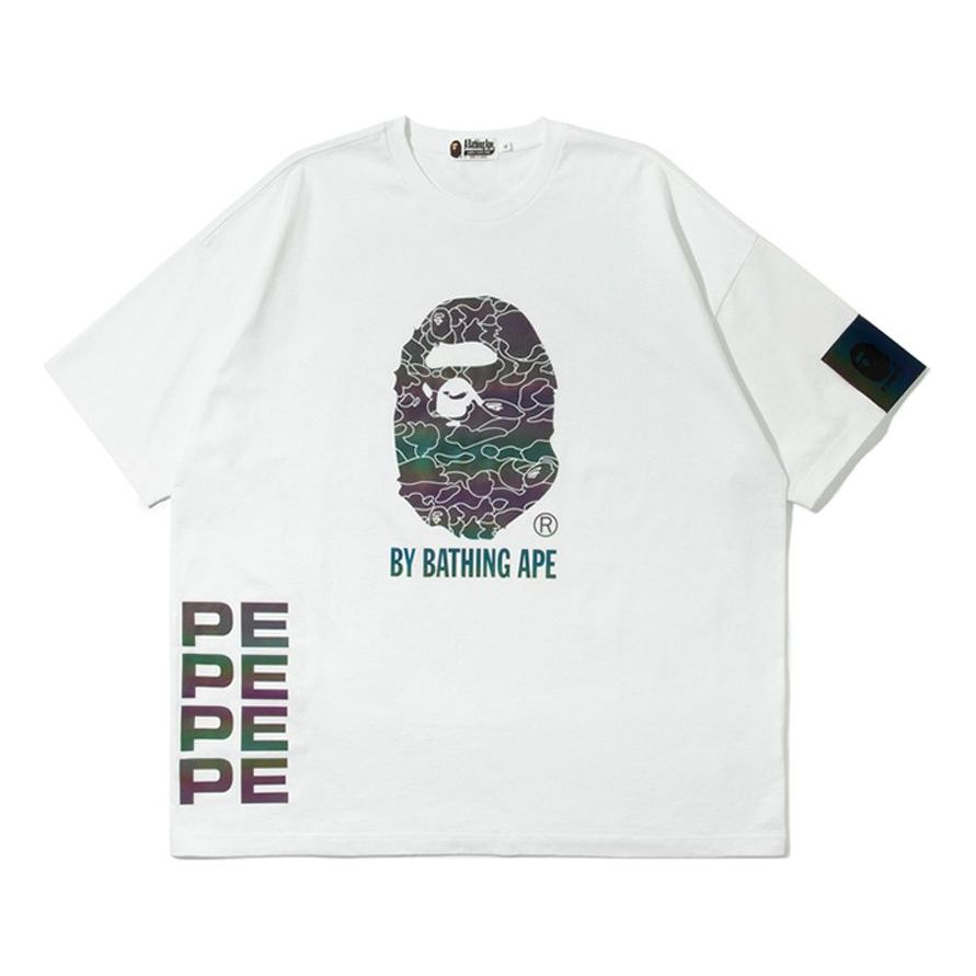 Men's BAPE Ape Head Logo Printing Short Sleeve White 0ZXTEAPETE13E
