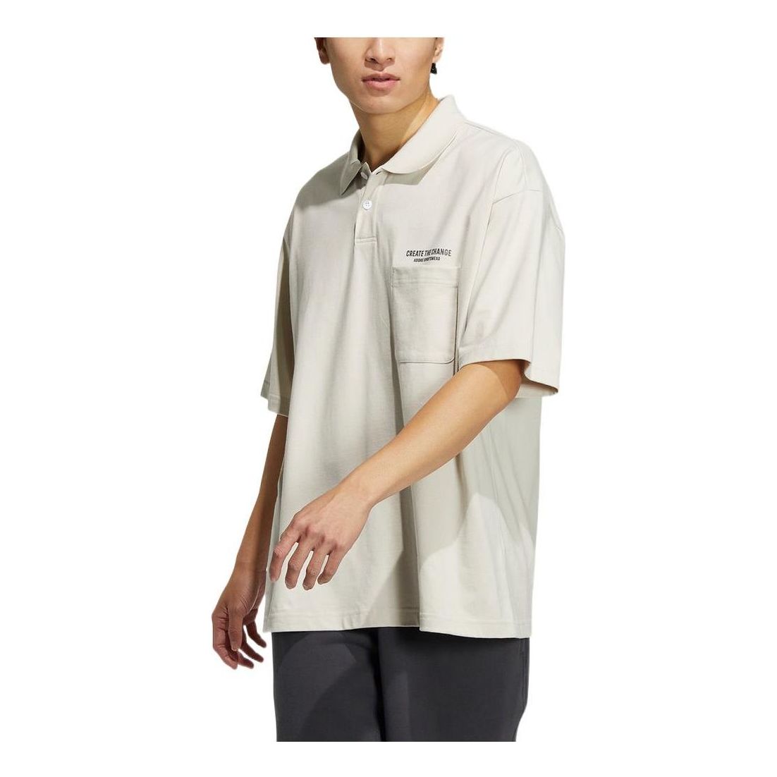 Men's adidas Training Series Logo Printing Pattern Lapel Short Sleeve Bauxite Brown Polo Shirt HZ7045