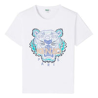 Men's KENZO Embroidered Tiger Head Casual Short Sleeve White FA55TS0904V9-01