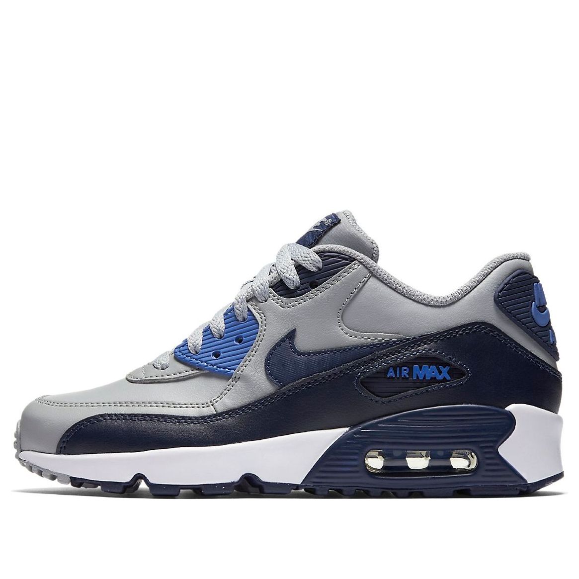 (GS) Nike Air Max 90 LTR Leather Low-Top Grey/Blue 833412-009