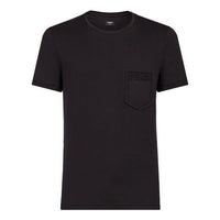Men's FENDI SS21 Solid Color Alphabet Logo Cotton Short Sleeve Black T-Shirt FY0894AFRKF0QA1