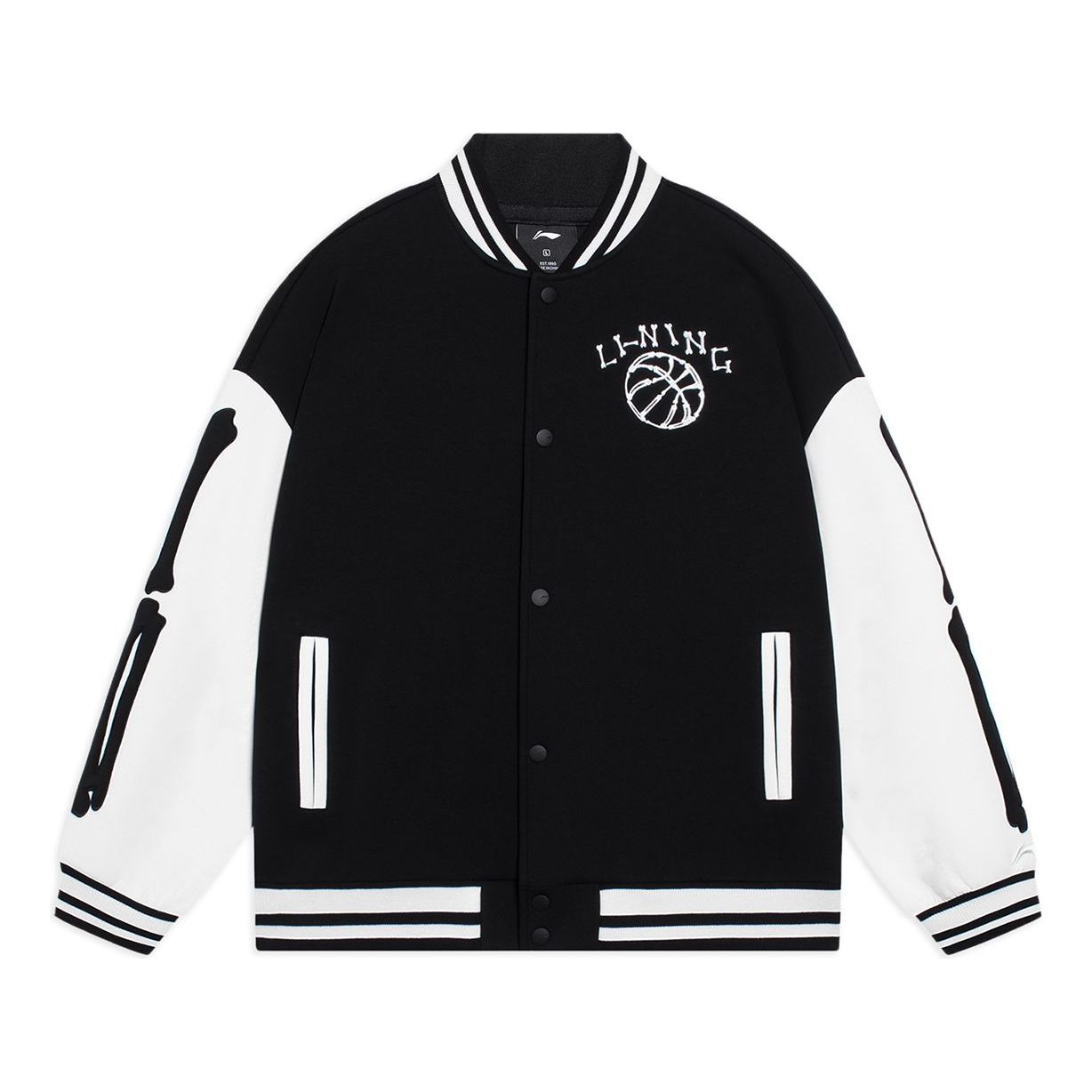 Li-Ning Hoops Graphic Baseball Jacket 'Black White' AJDSB17-3