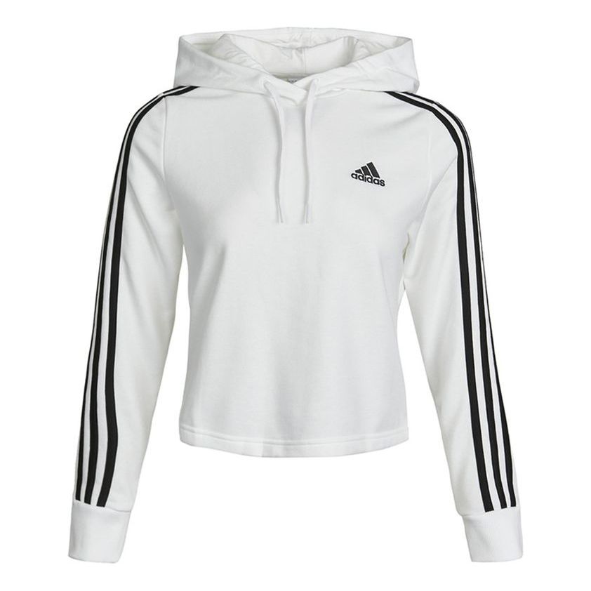 (WMNS) adidas 3-Stripes Cropped Hoodie 'White' GM5574