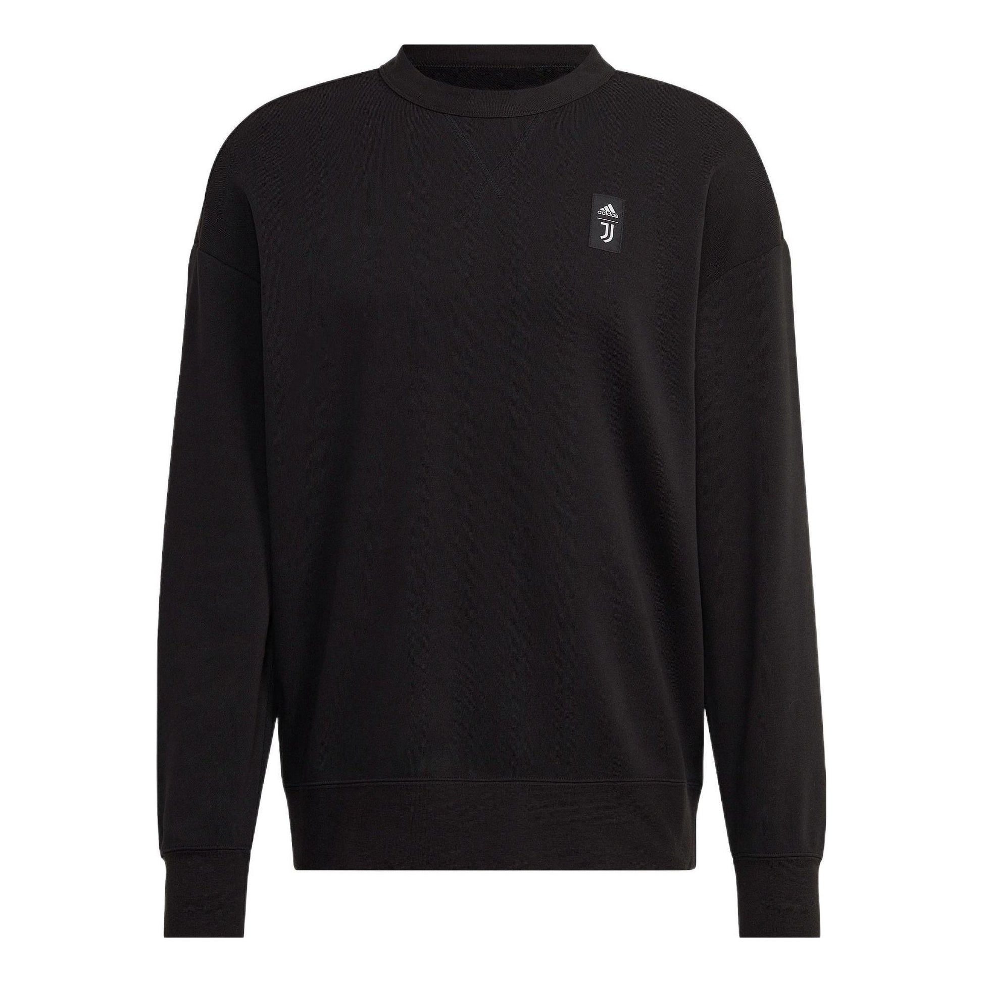 Men's adidas Juventus FW22 Pattern Printing Loose Round Neck Pullover Soccer/Football Black HD8866