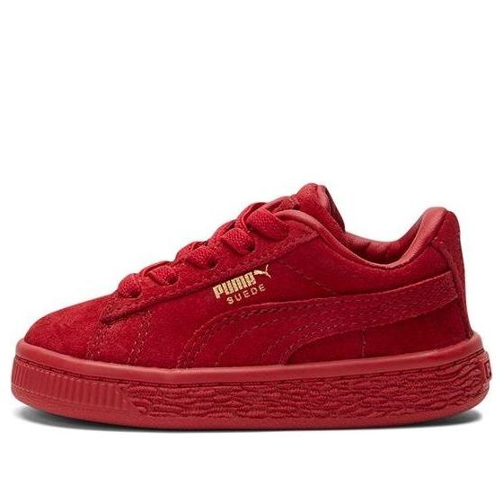 (TD) PUMA Suede Classic Mono Gold Casual Board Shoes Red 381572-01