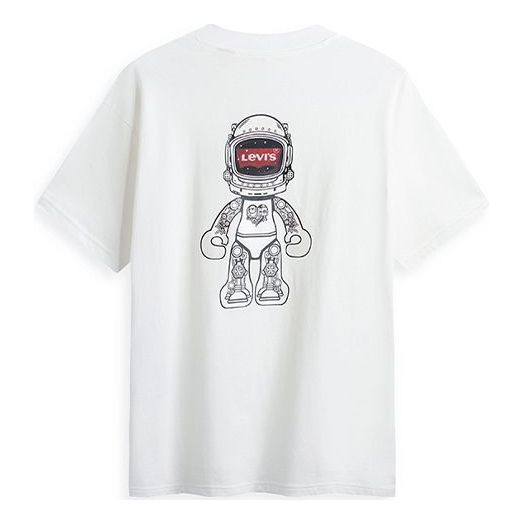 Levis Logo Printing Round Neck Loose Short Sleeve White T-Shirt A2809-0001
