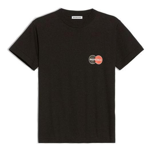 Balenciaga Uniform Logo Printing Retro Small Slim Fit Short Sleeve Black 612964TIV791000