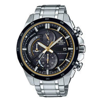 CASIO EDIFICE Waterproof Solar Powered Stainless Steel Strap Quartz Sapphire Crystal Mens Black Analog EQS-600DB-1A9