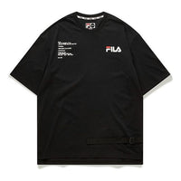 FILA FUSION Alphabet Logo Printing Knit Short Sleeve Black T11M023102F-BK