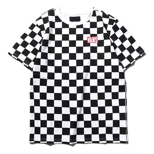 Vans Grid Printing Short Sleeve Couple Style Black White Plaid  VN0A4MLUJOZ