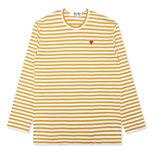 COMME des GARCONS PLAY Striped Mini Logo Long Sleeves Tee 'Yellow White' AZ-T218-051-5