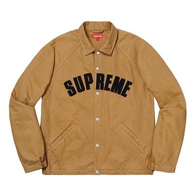 Supreme FW18 Snap Front Twill Jacket Light Gold Logo SUP-FW18-138