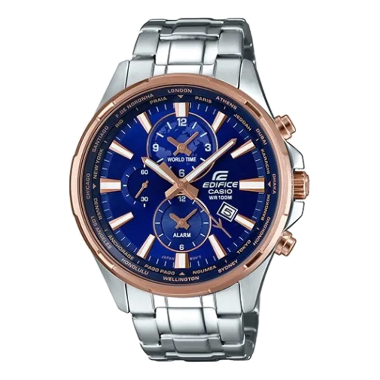 Men's CASIO EDIFICE Series 100m Waterproof Quartz Stainless Steel Strap 50.0*44.8mm Blue Watch Mens EFR-304PG-2A
